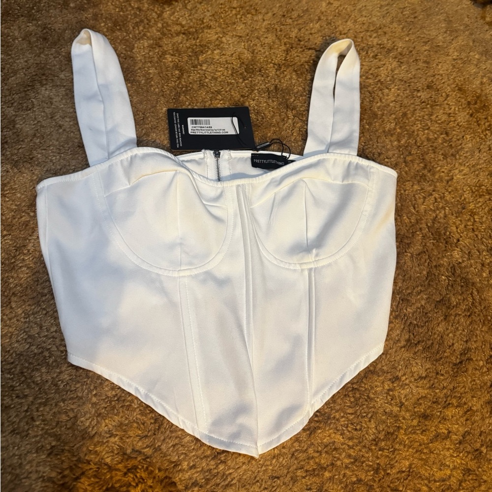 PrettyLittleThing White Structured Corset Top - Picture 3 of 4